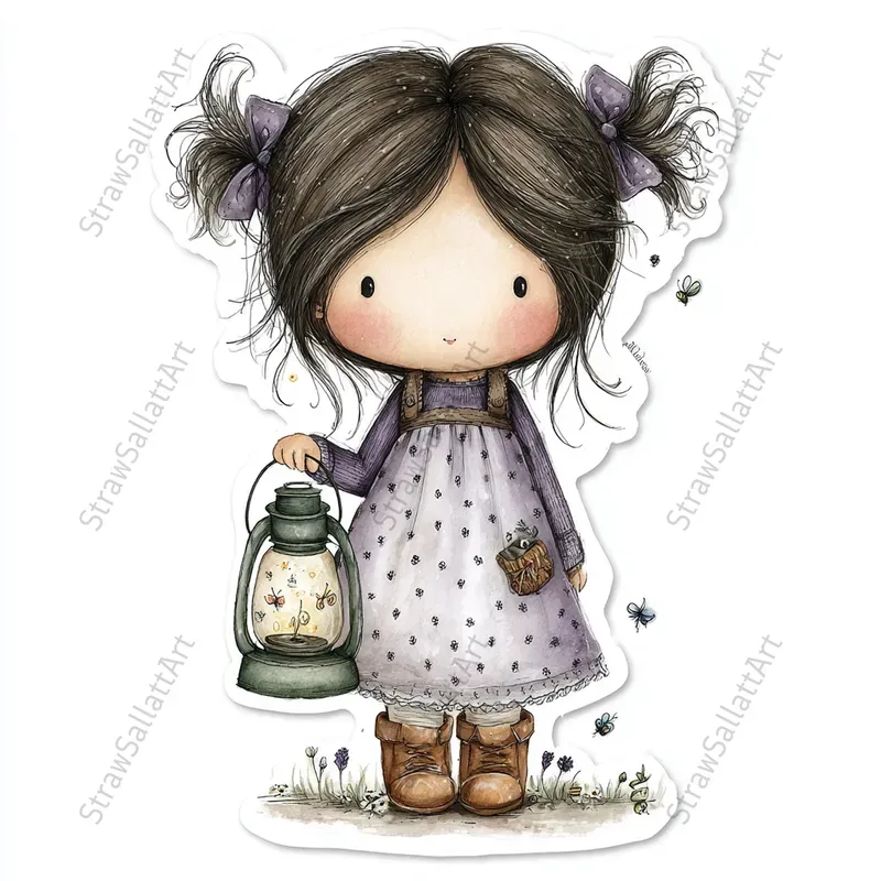 French Cottage Violet Stickers Clipart