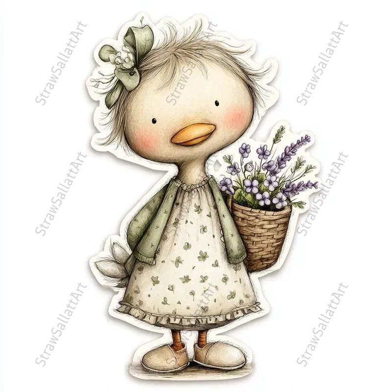 French Cottage Violet Stickers Clipart