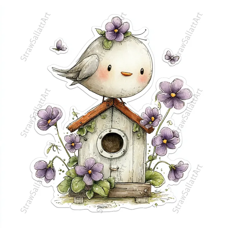 French Cottage Violet Stickers Clipart