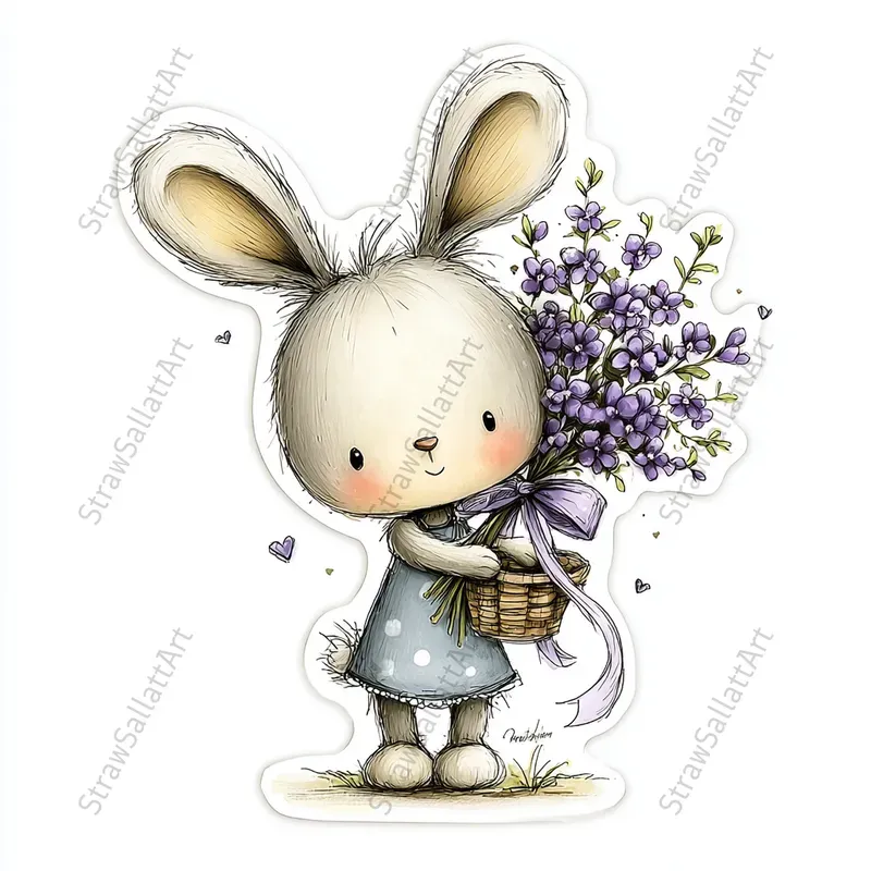 French Cottage Violet Stickers Clipart