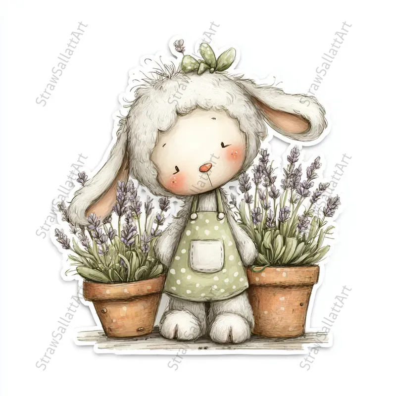 French Cottage Violet Stickers Clipart