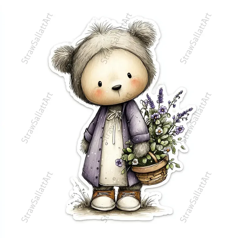 French Cottage Violet Stickers Clipart