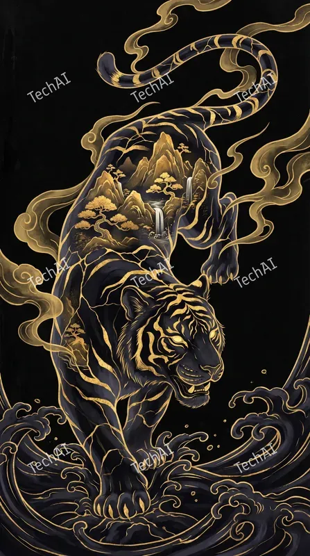 Golden Kintsugi Obsidian Landscapes