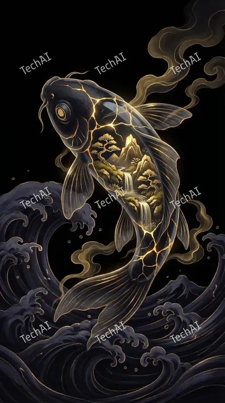 Golden Kintsugi Obsidian Landscapes