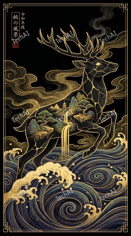 Golden Kintsugi Obsidian Landscapes