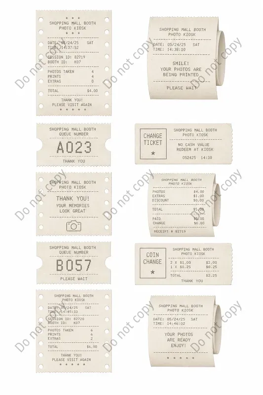 Photo Booth Receipt Slip Sheets