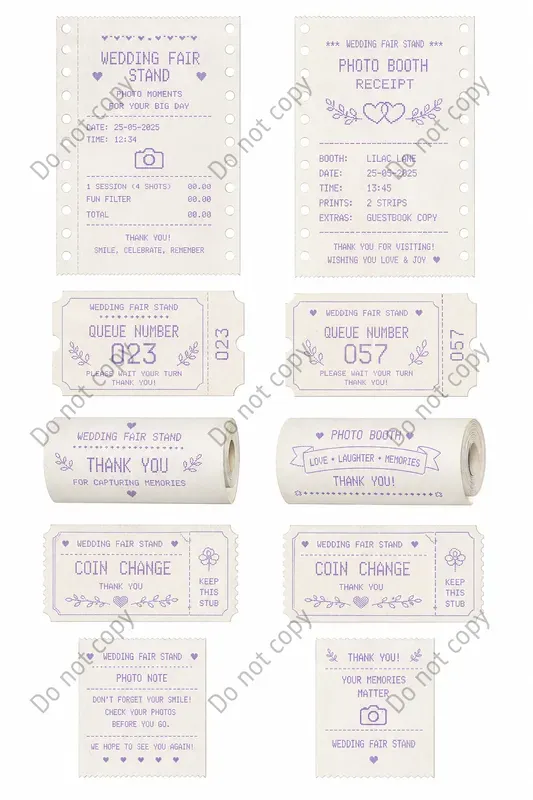 Photo Booth Receipt Slip Sheets