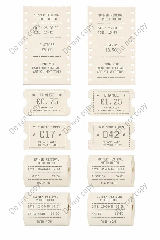 Photo Booth Receipt Slip Sheets