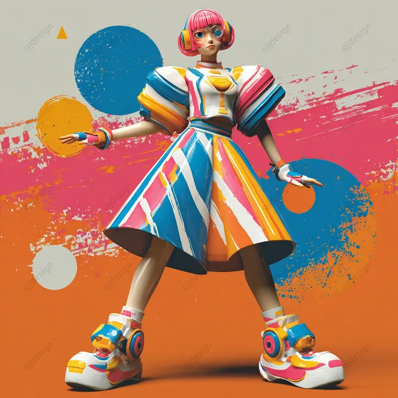 Cyber Y2k Neon Character Style