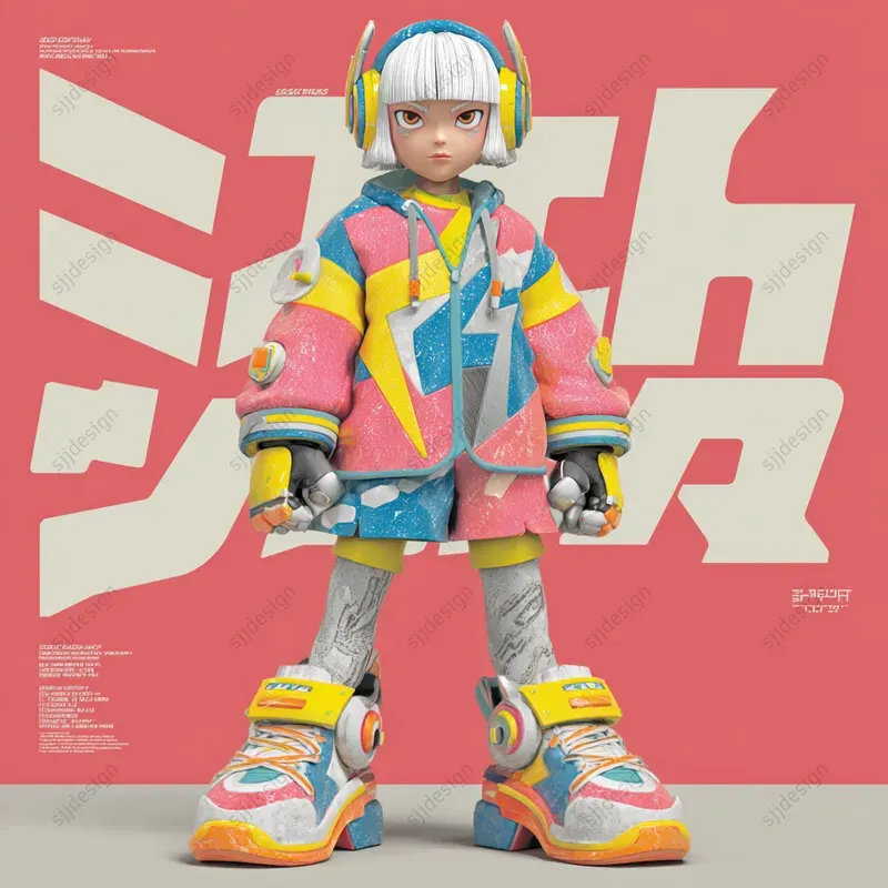 Cyber Y2k Neon Character Style