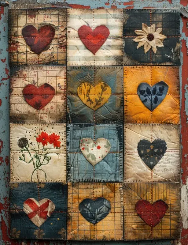 Patchwork Heart Sampler Junk Journals