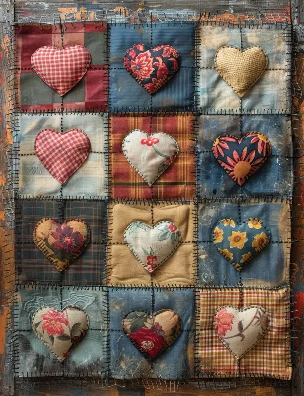 Patchwork Heart Sampler Junk Journals