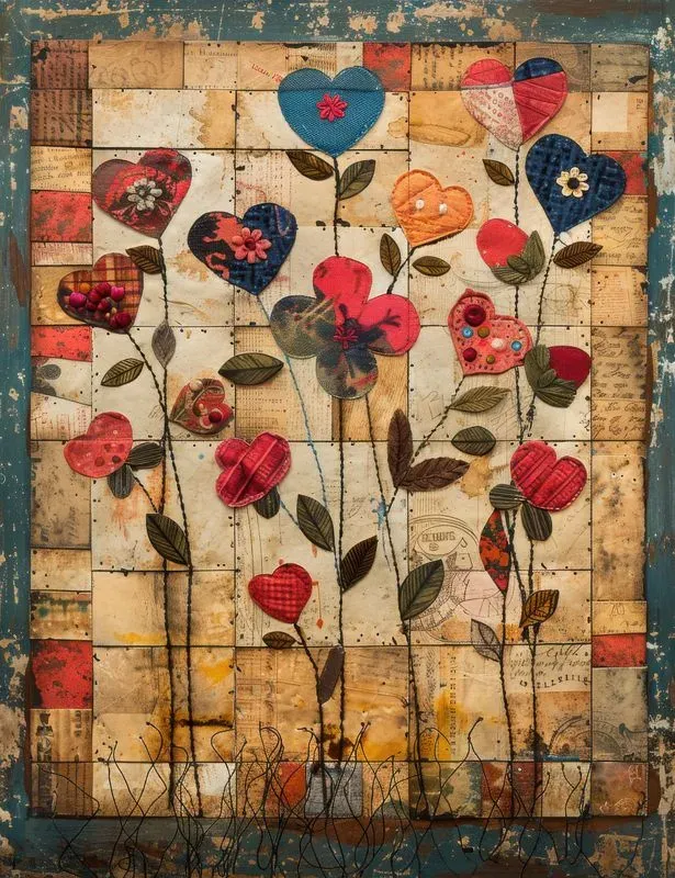 Patchwork Heart Sampler Junk Journals