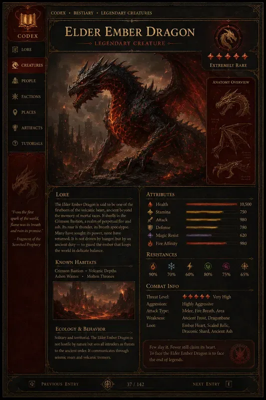 Video Game Codex Page Generator