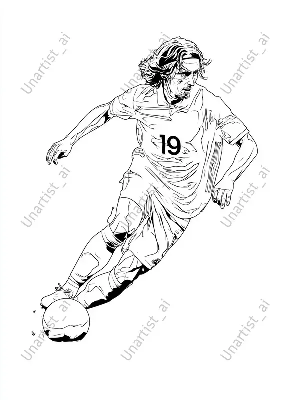 Minimal Line Art Football Players