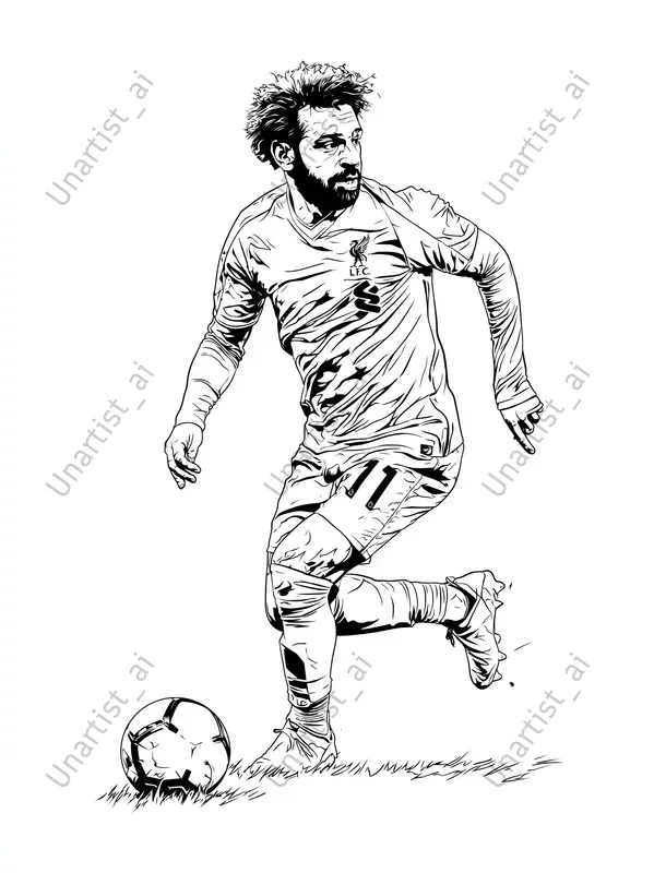 Minimal Line Art Football Players
