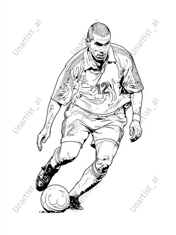 Minimal Line Art Football Players