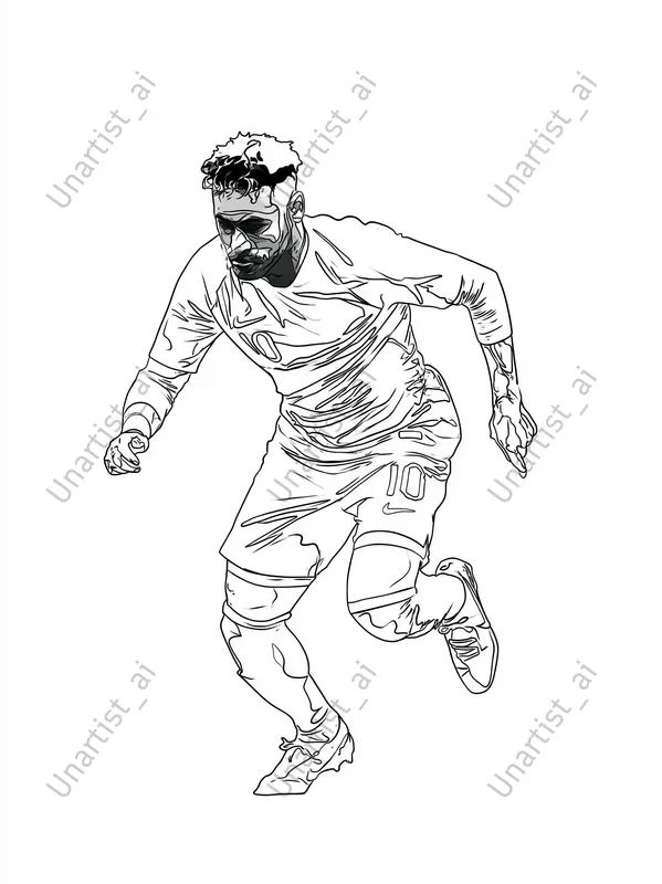Minimal Line Art Football Players