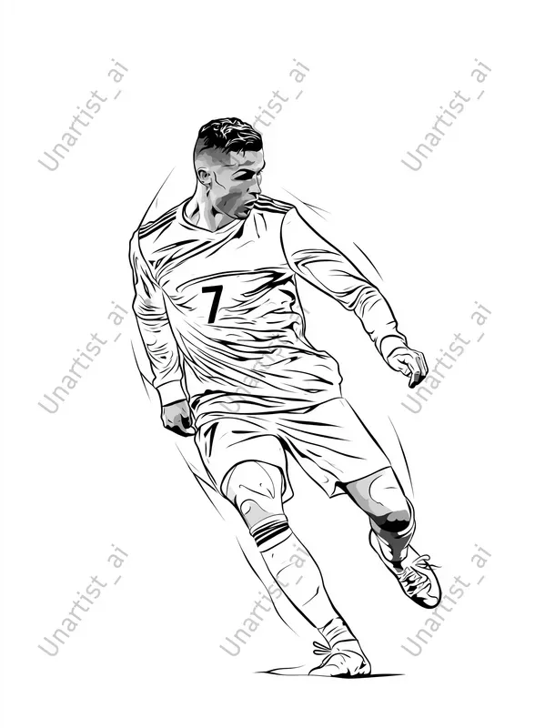 Minimal Line Art Football Players