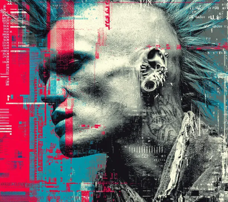 Cyberpunk Glitch Signal Portraits
