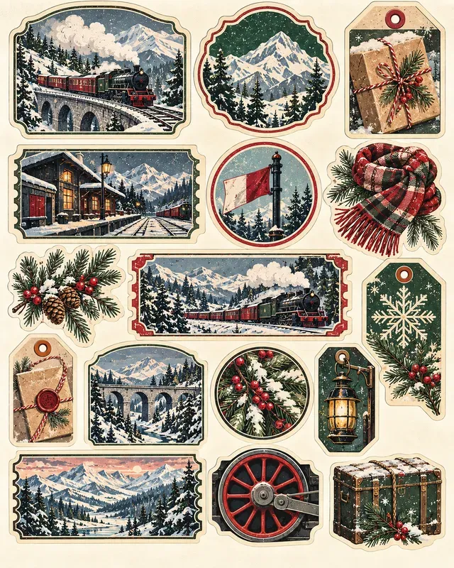 Night Train Travel Labels
