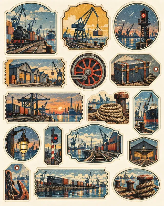Night Train Travel Labels