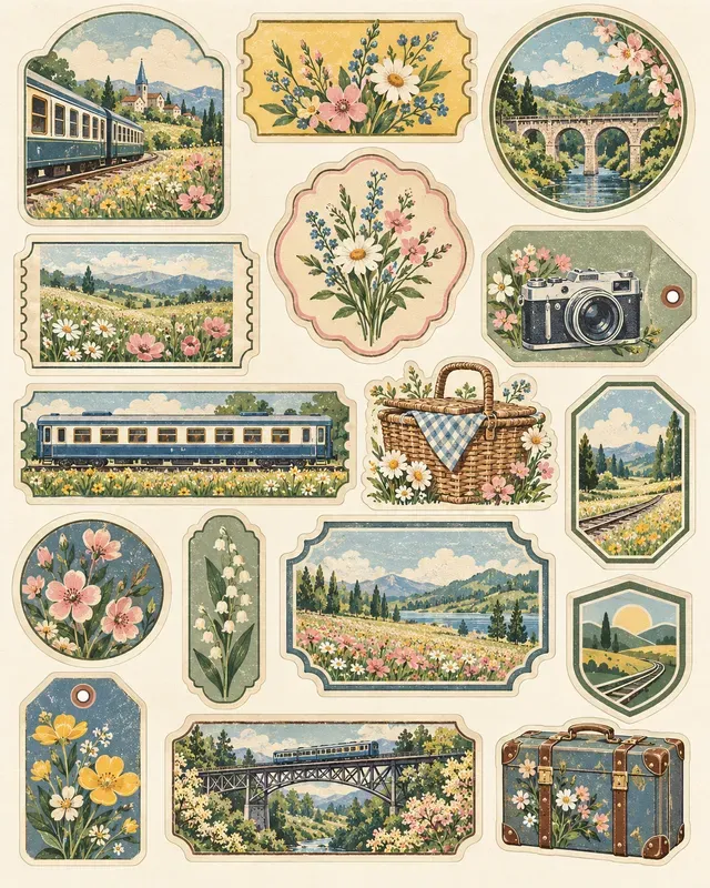 Night Train Travel Labels