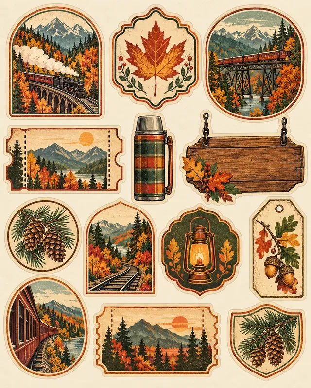Night Train Travel Labels