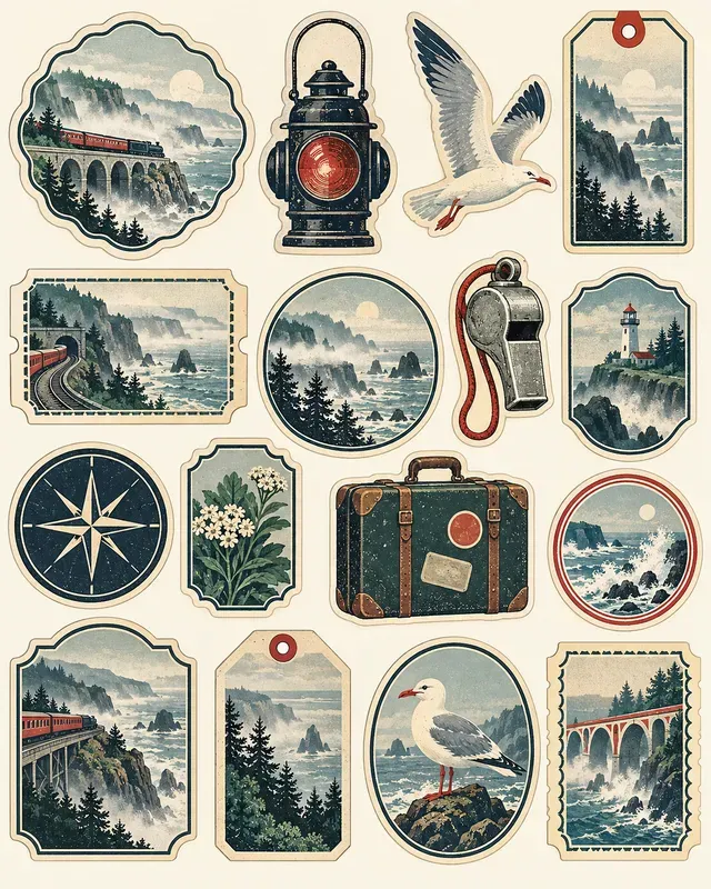 Night Train Travel Labels