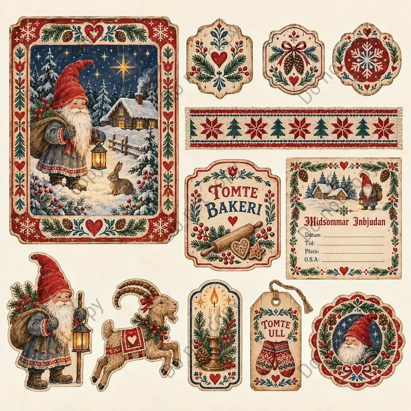Scandinavian Folk Ephemera Sheets