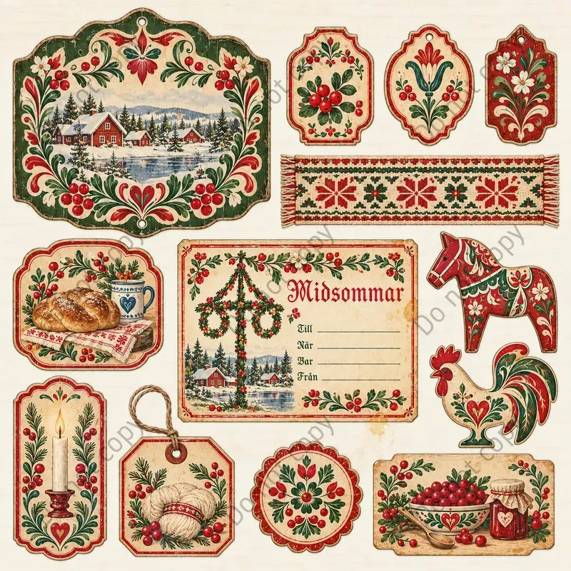 Scandinavian Folk Ephemera Sheets