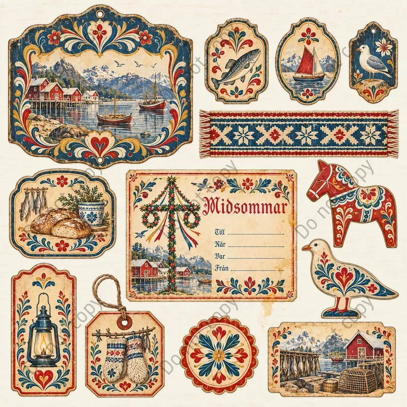 Scandinavian Folk Ephemera Sheets