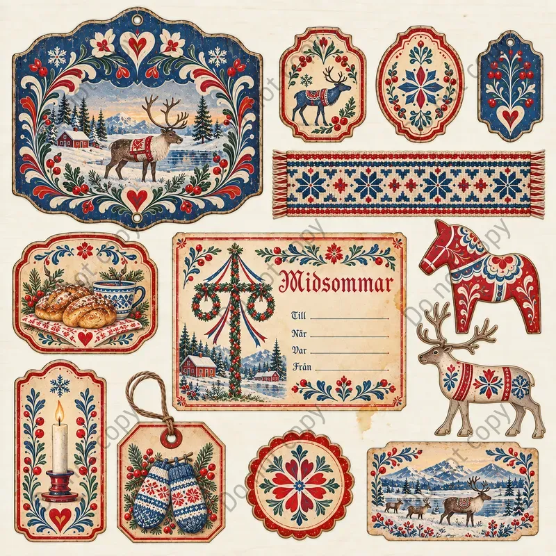 Scandinavian Folk Ephemera Sheets