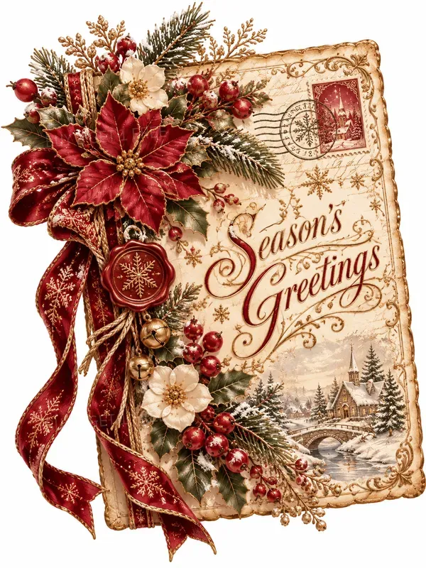 Festive Christmas Wishes Clipart