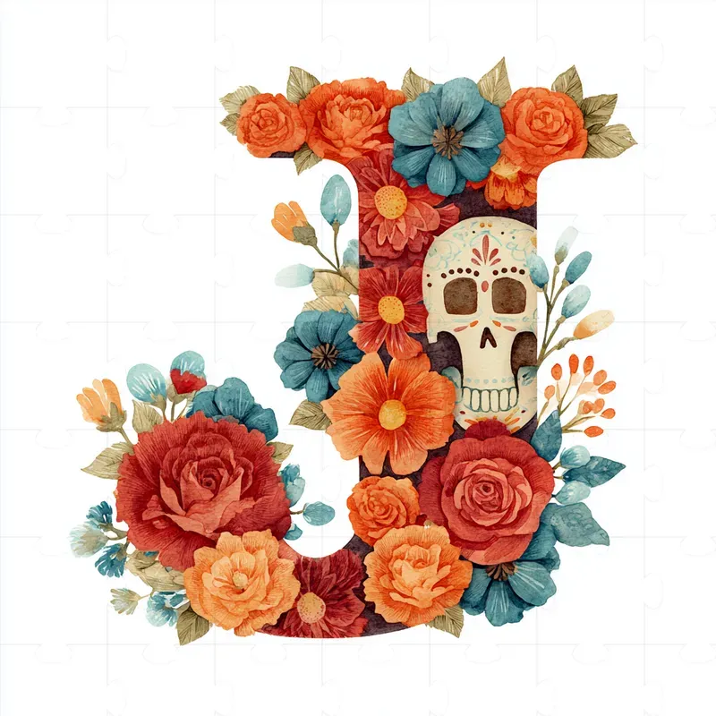 Da De Los Muertos Floral Letters