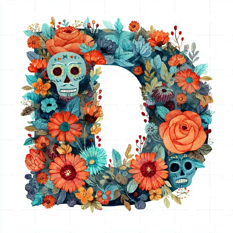 Da De Los Muertos Floral Letters