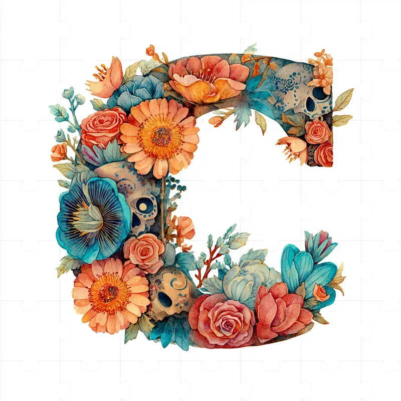 Da De Los Muertos Floral Letters