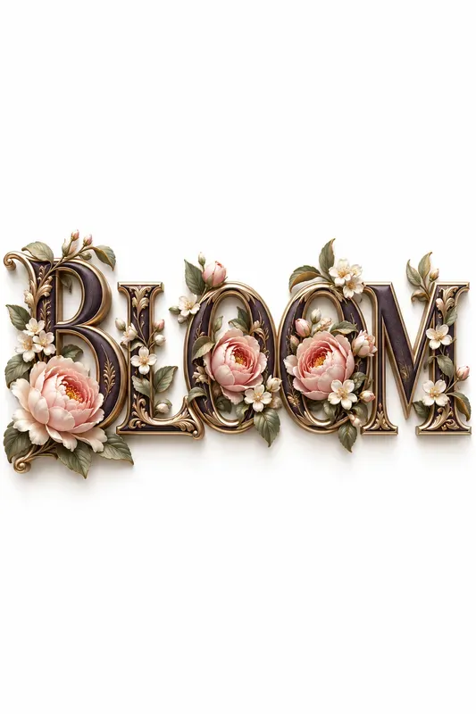 Luxury Floral Typography Art