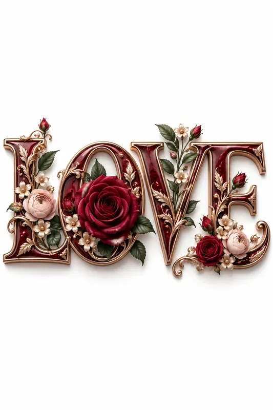 Luxury Floral Typography Art