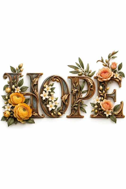 Luxury Floral Typography Art