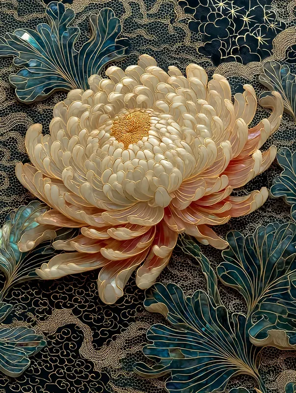 Lacquer Mop Inlay Floral Panels