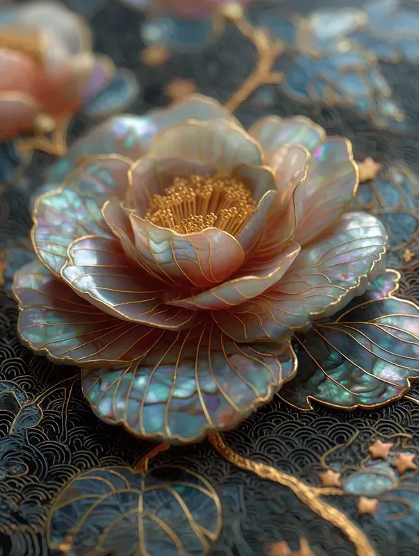 Lacquer Mop Inlay Floral Panels