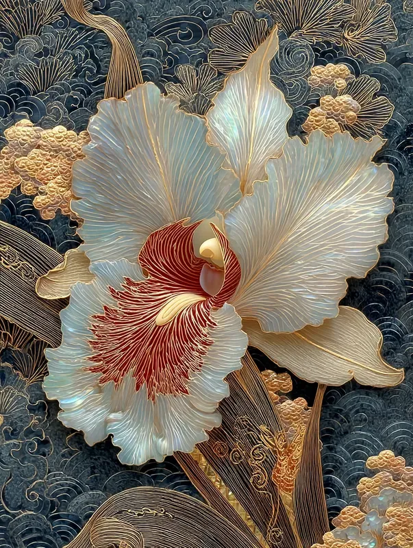 Lacquer Mop Inlay Floral Panels