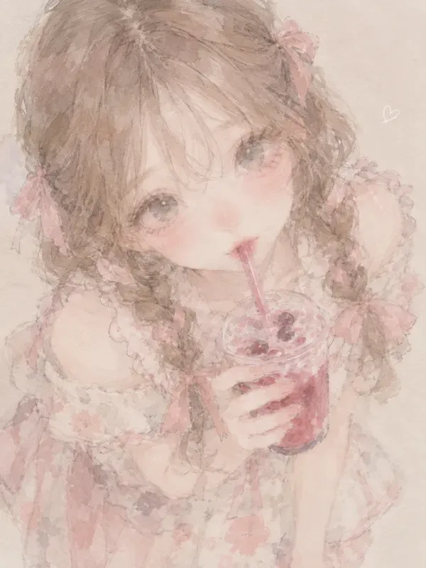 Soft Watercolor Girly Sketches Kawaii