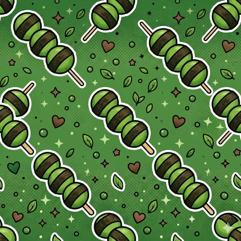 Kawaii Matcha Dango Popart Patterns