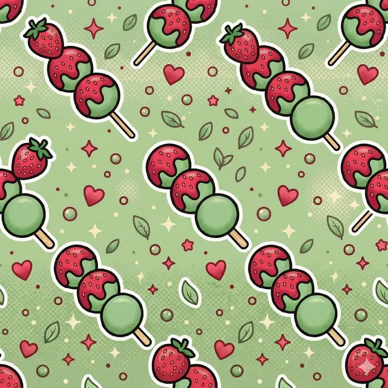Kawaii Matcha Dango Popart Patterns