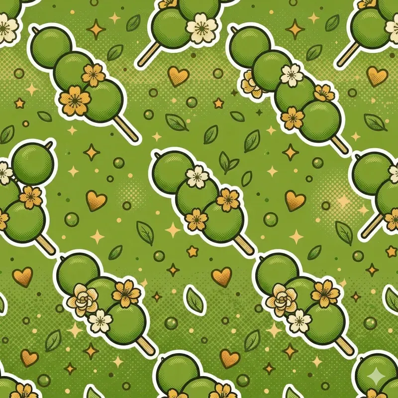 Kawaii Matcha Dango Popart Patterns