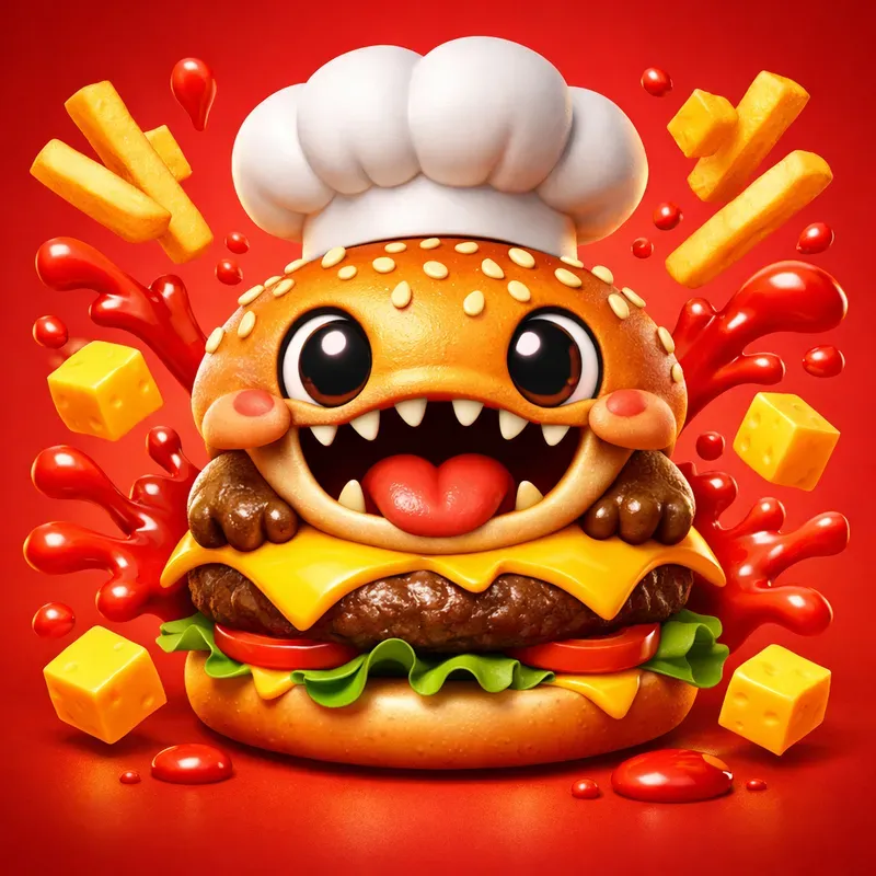 Cute 3D Food Mascot Logos