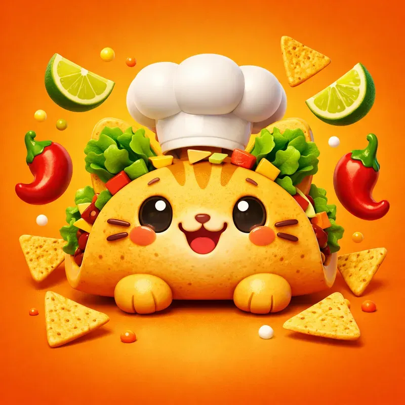 Cute 3D Food Mascot Logos