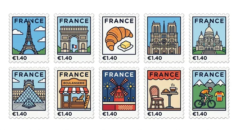 Stylized National Landmark Stamps